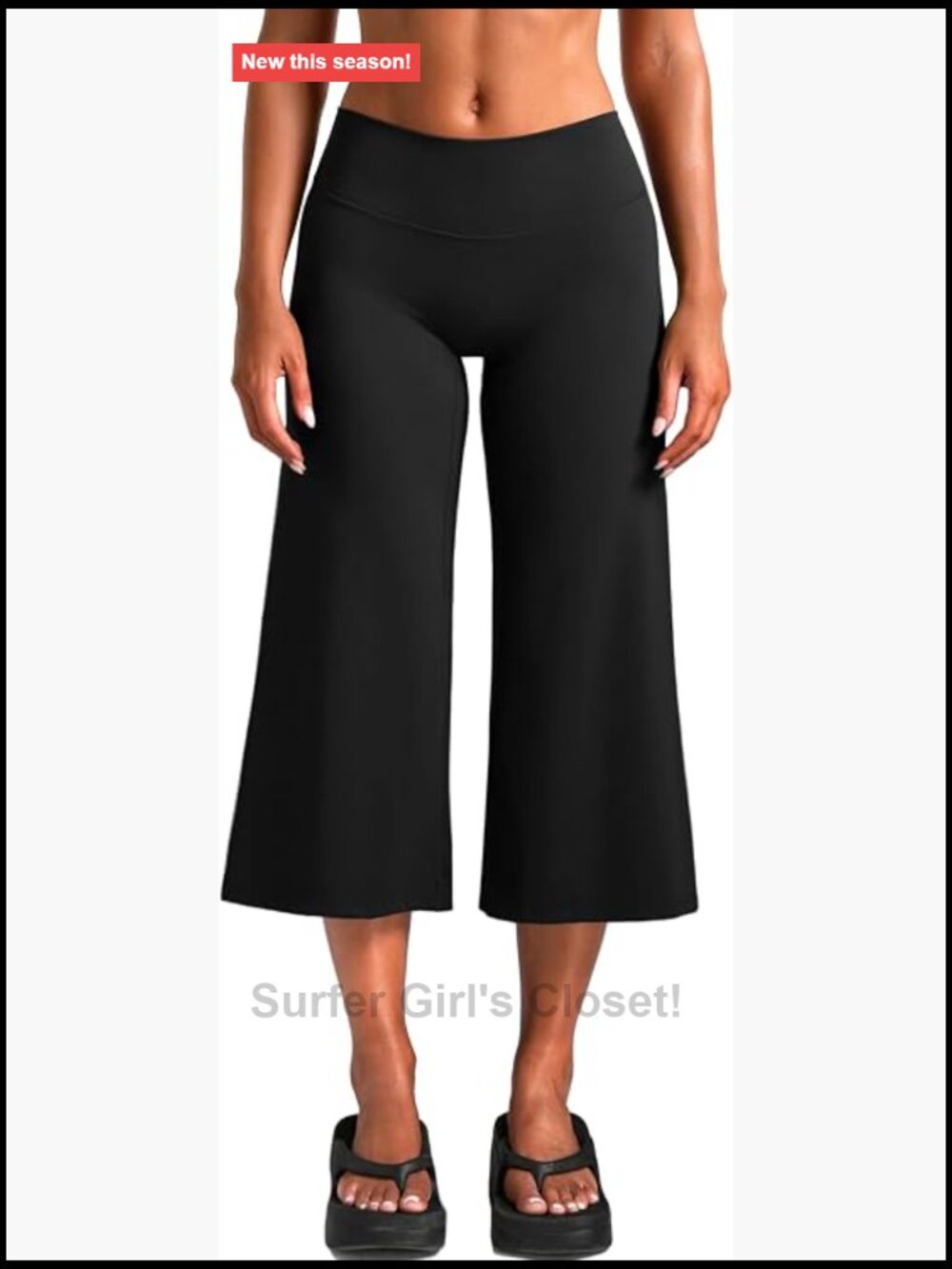 Straight Wide Leg Capri Yoga Pants Mid Rise Tummy Control Loose Fit